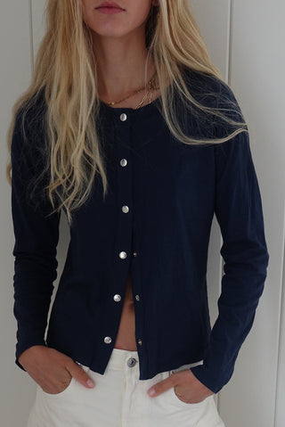 Snap Tee in Navy