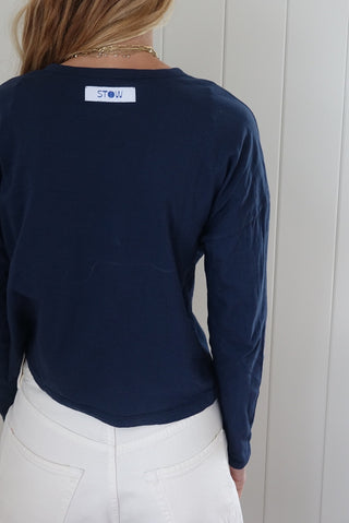 Snap Tee in Navy