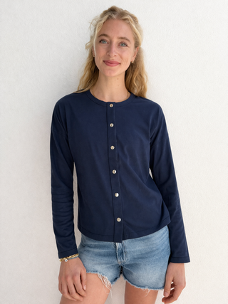 Snap Tee in Navy
