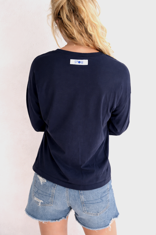Snap Tee in Navy